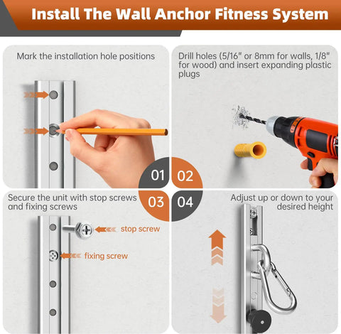 Adjustable Resistance Band Wall Mount System Heavy Duty Steel Anchor Kit For Home Gym installation steps image