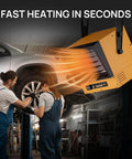 Next Level 10,000W Electric Garage Heater with 240V hardwired setup installed in garage, heating car workspace.