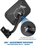 Doors Off Side View Mirror Kit For Wrangler TJ JK JKU 1997 2018 featuring 360° rotatable ball joint for adjustable angle.