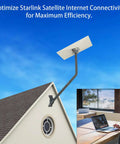 Starlink Gen 3 Mounting Kit With 51 Inch Pole And Pipe Adapter installed on rooftop, connected to V3 Standard Dish