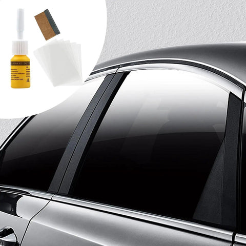 Glass Nano Repair Fluid Windshield Kit For Small Chips And Cracks, Easy Quick Fix With Resin System, shown with car side window
