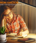 LED Desk Lamp With Swing Arm Clamp, 14W Eye Care Lighting, illuminating workspace with memory function in use