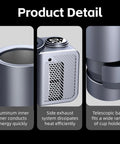 2 In 1 Smart Car Cup Warmer And Portable Cooler 12V Universal Heated Drink Holder With Digital Temp Display, aluminum inner liner and exhaust system details.