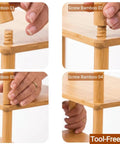 Tool-free assembly of Expandable Bamboo Corner Shelf Stand 2 To 5 Tier Bookshelf For Living Room, Home Office, And Garage