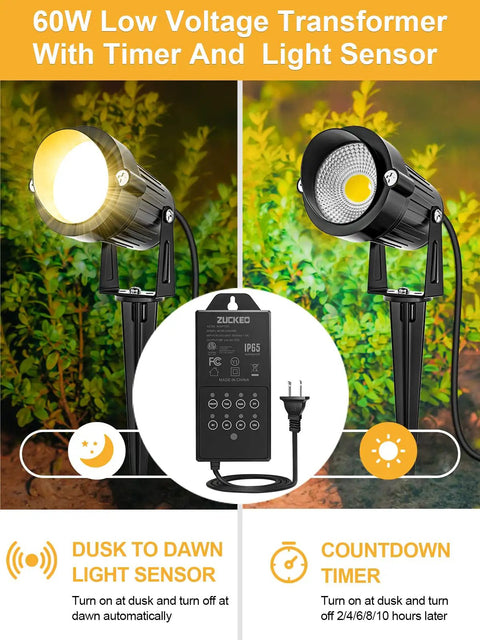 60W Low Voltage Landscape Transformer With Dusk To Dawn Sensor And Timer Outdoor 100 To 240V AC To 12V DC Lighting Transformer
