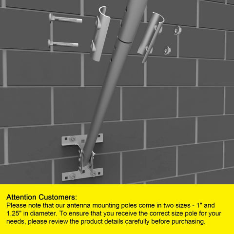1 Inch Diameter Extension Pole, 16.75 Inches Long, Black, With Coupling Hardware, Compatible With 1 Inch J Pole Mounts displayed on wall