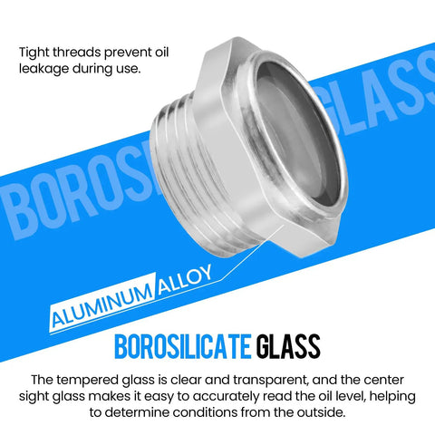 Three Quarter Inch NPT Air Compressor Oil Sight Glass With Durable Aluminum Alloy Body And Pro Grade Male Thread Liquid Level Gauge
