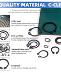266 Piece 21 Sizes C Clip External Retaining Rings Set With Tweezer 65Mn Steel Snap Ring Kit For Axles Shafts And Moving Parts