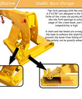 Heavy Duty Forklift Jib Boom Crane With 6600 Lbs Capacity Featuring Integrated Fixed And Movable Hooks Plus 12.8 Ft Telescopic Arm Base design with fork openings and stability chain.