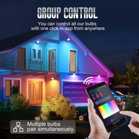 Smart LED Light Bulbs, 16 Million Color Changing Dimmable, Works With Alexa And Google Assistant, house with colorful lighting