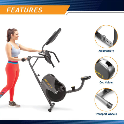 Woman moving Recumbent Indoor Bike With Magnetic Resistance And Transport Wheels NS 716R Dope Home Gym Cardio Machine