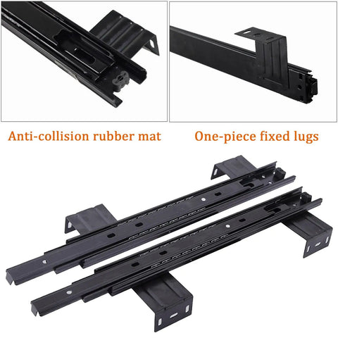 Heavy Duty Ball Bearing Keyboard Tray Slides For Cabinets 240mm Or 290mm Closed Length With 480mm Or 578mm Extended Reach 35mm Wide Smooth Quiet Rustproof Cold Rolled Steel Drawer Guides, black