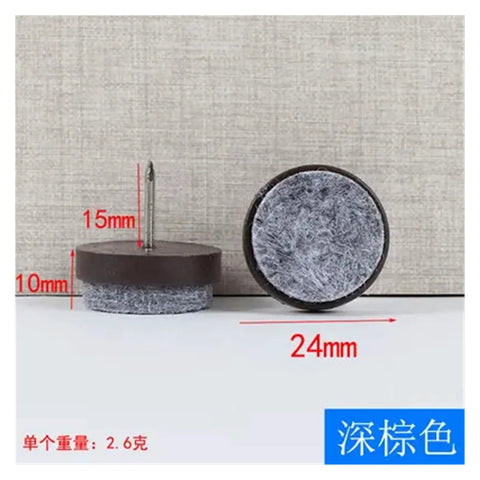 Premium Heavy Duty Felt Chair Leg Protectors And Table Glides Built Tough 24mm brown felt pads with metal pin for stability.