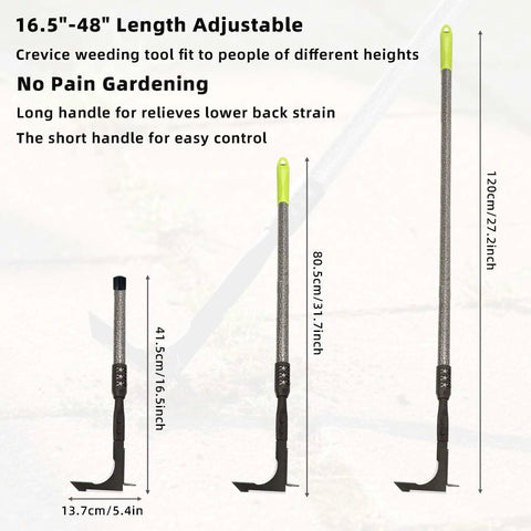Long Handle Crack Weeder 48 Inch Stainless Steel Manual Weeding Tool For Narrow Gaps And Cracks, Weed Grabber Remover For Sidewalks And Pavers, Moss And Weeds Between Tiles, Easy Grip Weeder