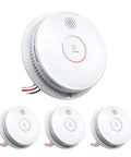 No Sweat Setup Photoelectric Smoke Detector And Hardwired Fire Alarm With Interconnected Wiring And 9V Backup Keeping Your Pad Secure All Night Long Fast Trigger Stops Smoldering Fires Cold Easy Touch Test Pause Switch 4 Pack Bundle