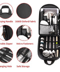 Ultimate Camping Cooking Utensils Set For Outdoors with compact bag showing tools and secure storage.