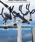 Crappie Rod Holder System For Boat Track Mount Four Rod Adjustable Spider Rig Setup Built With 316 Stainless Steel And Marine Aluminum Durable Track Compatible Design Fits Most Standard Track Systems. 4-rod mount on boat track, 5.7-inch clearance