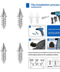 Heavy Duty Tire Studs 6Mm X 27Mm Steel Snow Spikes 100 Pack installation steps with tools for cars and trucks.