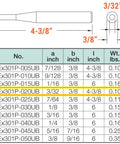 Diagram of Non Sparking And Non Magnetic Pin Punch Striking Tool For Hazardous Environments Four And Three Eighths Inch Long Three Thirty Seconds Inch Head Aluminum Bronze Corrosion Resistant ATEX Ex Zone Certified, showing dimensions and specifications.