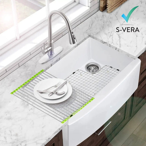 One Piece Sink Rack Protector For Kohler And Whitehaven Sinks, Ultra Handy Grid Shield To Stop Scratches, Easy Inside Out Handling