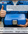 Man holding blue case for Heavy Duty 5-Piece Bolt Extractor Set 1/2 Drive Easy Out Nut And Bolt Remover, featuring secure latch.