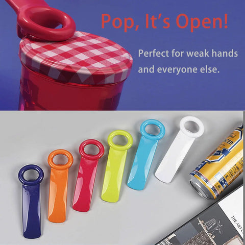 Colorful 6 Pack Jar Lid Opener Tool Set Featuring Long Lever Handle To Pop Loose Stubborn Vacuum Seals Effortlessly