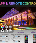 Wash Light Bar 45W RGBW DJ Stage Lights With Smart App Control Waterproof 36 LED Wall Washer Dope illuminating a building at night