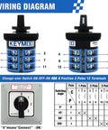 40 Amp Changeover Switch With Exterior Box, 4 Positions And 3 Poles, Latching Cam Switch wiring diagram and details