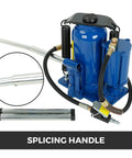 Heavy Duty 20 Ton Pneumatic Air Hydraulic Bottle Jack With Manual Hand Pump For Auto And Truck Repair Lift Blue High Capacity Hydraulic Tool For Home Garage, focus on splicing handle detail.