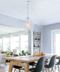 Plug In Mini Crystal Chandelier, White Retro Ceiling Light in modern dining room