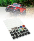 Universal RC Screw Kit Screws Assortment Set Stainless Steel Hardware Fasteners For RC Cars And Models Individually Packaged In Clear Box, with RC crawler and organized parts case