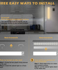 Installation methods for Motion Sensor Under Cabinet Lighting With 72 LED, Wireless Dimmable Under Counter Kitchen Lights.