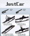 Heavy Duty Metal Frame Windshield Wiper Blades All Season Pair U Hook Adapter installation instructions showing correct attachment steps.