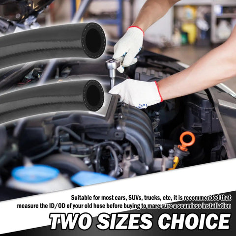 Mechanic installing a Silicone Radiator Heater Hose 5/8 Or 3/4 Inch ID 9.84 Ft Cuttable Flexible Coolant Water Air Transfer Hose