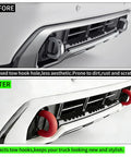 Comparison of GMC Sierra with and without Red Tow Hook Cover for 2020 to 2026 GMC Sierra 2500 3500 HD Tow Hitch Cover