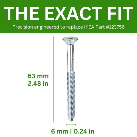 Certified Top Tier Long Screws For Furniture Assembly And Home Repairs Offering Exact Match Replacement For Ikea 123756 63mm long zinc plated screw