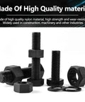 Black Nylon Hex Bolt Nut Washer Kit For Electronics DIY Tinker Friendly 216pcs M4 To M10 Hex Nuts Washers for PCB Mounting