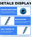 Details of Heavy Duty Outdoor Pocket Hole Screws Set One And A Quarter Inch Coarse Thread Blue Coated Weather Resistant Self Tapping Wood Screws