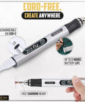 USB Rechargeable Mini Engraving Pen Cordless Rotary Tool, cordless with USB-C charging, for diverse materials, pro-grade design.