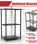 Heavy Duty Freestanding Garden Tool Organizer Rack With 3 Tiers And 14 Hooks Holds 50 Plus Tools Like Rakes Shovels And Brooms