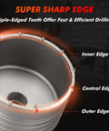 Core drill bit with SDS adapter, tungsten carbide; metal silver, circular concrete hole saw close-up