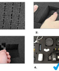 Hardcore 12 Inch Hard Shell Case With Pluck Foam Custom Insert showing foam layout for camera and tools protection.