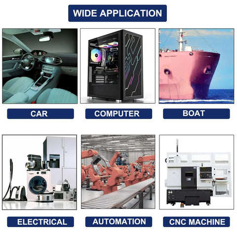 Wide application of 12mm LED indicator lights in car, computer, boat, electrical, automation, CNC machine environments.