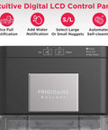 Compact Countertop Nugget Ice Maker Making 44 Pounds Daily In Just Ten Minutes Featuring Smart Touch Controls And Auto Self Cleaning Tech showing digital control panel.