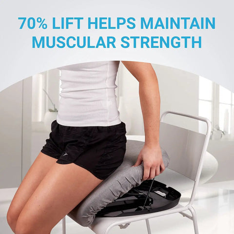 Portable Lift Assist Cushion For Elderly And Seniors Non Electric Memory Foam Seat Booster Aid on chair, helping with sit to stand.