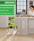 Dope Indoor Hydroponic Garden Tower With 30 Pods 48W LED Grow Light Year Round Herb And Veggie Garden in modern kitchen