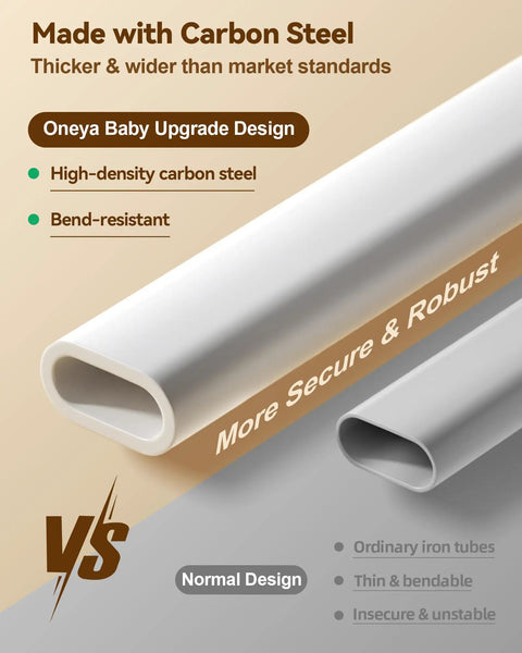 Comparison of thickened carbon steel vs normal design for 3 Piece King Size Bed Rails No Drill Setup Toddler Guard.