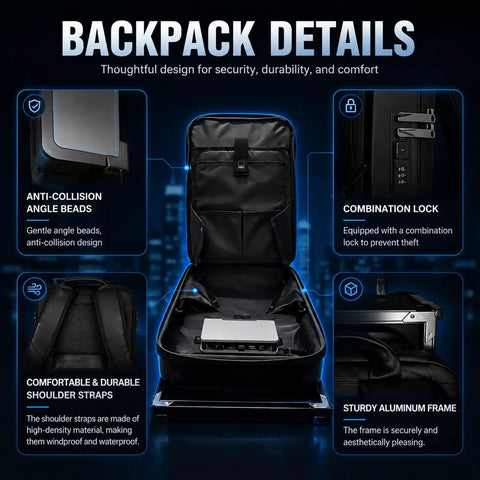Interior details of Street Smart Digital Ad Backpack Featuring 21.5 Inch High Def Lcd Screen And Rock Solid Wifi Plus Hdmi.