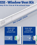 Diagram showing the Window Vent Kit With Louvered Cover For 3 Inch And 4 Inch Vent Hose, adjustable panels for ventilation.