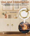 4 Pack Gold Vintage Ring Drawer Pulls With Screws on white cabinet, close-up of ring design, round retro antique brass cabinet ring pulls for drawers, dressers, cabinets and doors, drop circle knobs hardware.